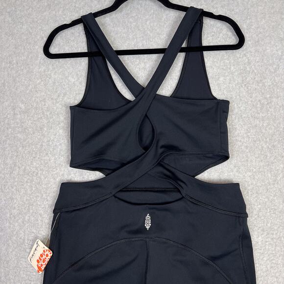 Free People Movement Black Back It Up Onesie Jumpsuit Size Medium - Picture 6 of 14